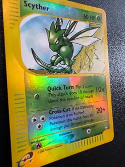 2002 TCG Scyther 057/147 Aquapolis Reverse Holo Ereader Pokemon Card - Image 4