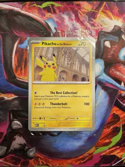 Pikachu At The Museum Pokemon Promo Card - UK only - Black Star Promo - Image 1