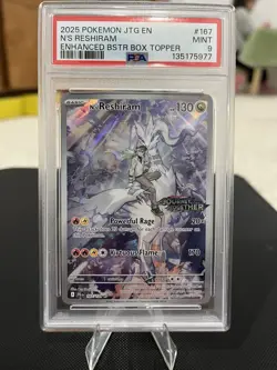 Pokemon TCG N's Reshiram Card 167/159 Stamped Illustration Rare Promo, PSA 9 - Image 1