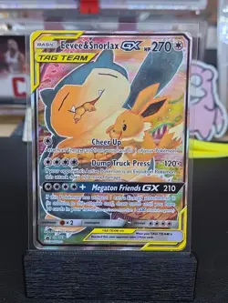 Pokemon Eevee & Snorlax GX TAG TEAM Promo Holo SM169 SM Pokemon TCG HP - Image 1