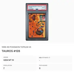 PSA 10 GEM MINT Tauros Vs. Alakazam Topsun Carddass Vending Pokemon 1998 POP 7 - Image 2
