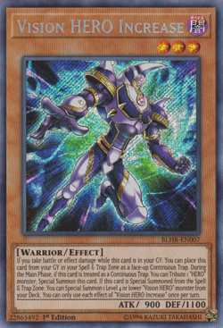 YUGIOH VISION HERO INCREASE SECRET RARE BLHR-EN007 NEAR MINT - Image 1
