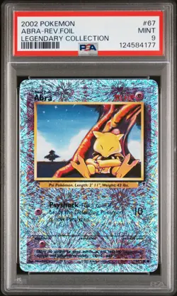 2002 POKEMON LEGENDARY COLLECTION #67 ABRA-REVERSE FOIL PSA 9 - Image 1