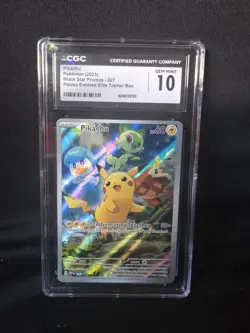 CGC 10 GEM MINT Pikachu 027 Black Star Promo Holo Pokemon Paldea Evolved ETB - Image 1