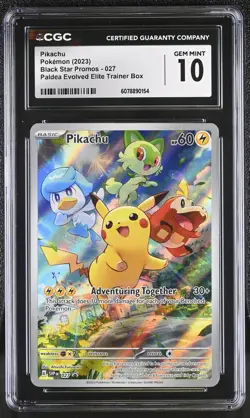 Pokemon GRADED 2023 Pikachu 027 Black Star Promos Paldea Evolved ETB SVP 10 CGC - Image 1