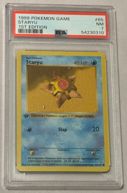 Pokemon Staryu Base Set 1999 1st Edition Shadowless Card 65/102 Common PSA 7 - Image 1