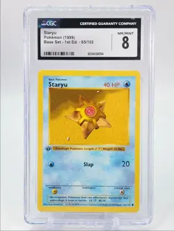 STARYU 1999 POKEMON BASE SET 1ST EDITION SHADOWLESS 65/102 CGC 8 - Image 1