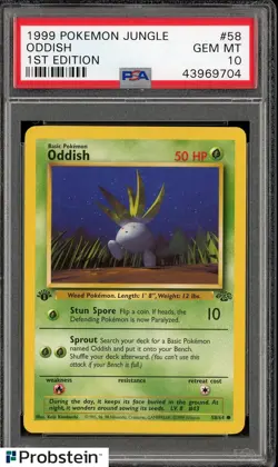 1999 Pokemon Jungle 1st Edition #58/64 Oddish PSA 10 GEM MINT TCG - Image 1