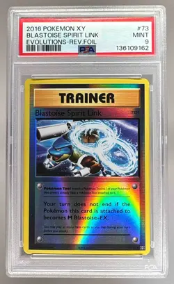 9162 Blastoise Spirit Link 2016 Pokemon XY Evolutions #73/108 Reverse Holo PSA 9 - Image 1
