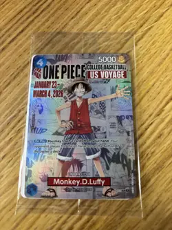 One Piece Monkey D. Luffy US Voyage College Basketball Promo Card SEALED CCG - Image 1