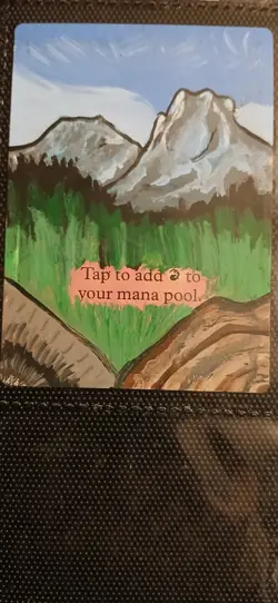 Mtg Hand Painted Altered Art Mountain Painting On Vintage Magic The Gathering - Image 1