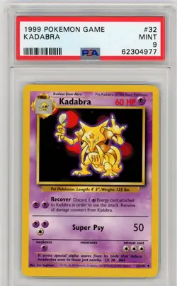 1999 POKEMON BASE SET UNLIMITED #32 KADABRA PSA 9 - Image 1