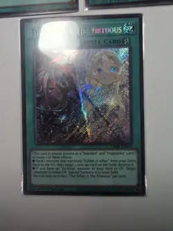 1x The Fallen & The Virtuous 1st Edition Secret Rare CH01-EN019 Yu-Gi-Oh! - Image 2