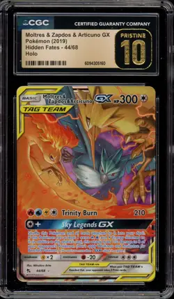 Pokemon Moltres & Zapdos & Articuno GX Hidden Fates Holo #44 CGC 10 Pristine - Image 1