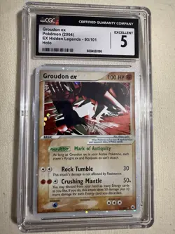 Pokemon Groudon TCG Holo Card EX Hidden Legends 93/101 CGC 5 - Image 1