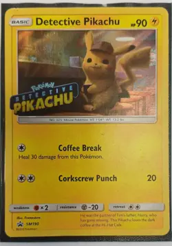 Pokemon Card Detective Pikachu SM190 Black Star Promo STAMPED MP - Image 1