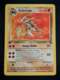 Kabutops 24/62 1st Edition Fossil Rare Non-Holo 1999 Vintage Pokemon Card LP - Image 1