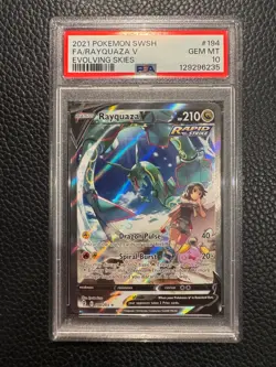 Pokemon 2021 Rayquaza V (Alternate Full Art) - SWSH07: Evolving Skies PSA 10 - Image 1