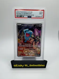 PSA 9 Team Rocket's Wobbuffet 203 Black Star Promo Pokemon Center Stamped - Image 1