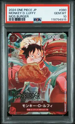 2024 One Piece Card Promo Monkey D Luffy P-080 Mos Burger Japanese PSA 10 - Image 1