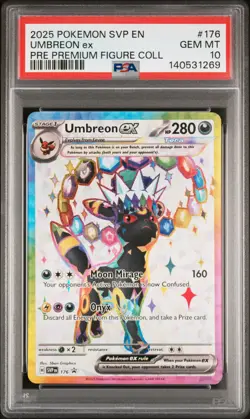 2025 POKEMON PRISMATIC EVOLUTIONS PREMIUM FIGURE COLLECTION UMBREON EX PSA 10 - Image 1