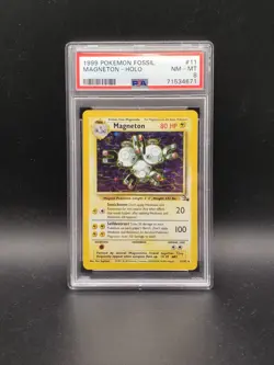 1999 Pokemon Fossil Magneton 11/62 Unlimited Holo Rare Pokemon PSA 8 TCG - Image 1