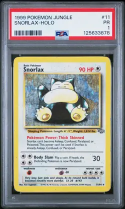 PSA 1 PR 1999 Pokemon Jungle Snorlax 11/64 Holo Foil Rare WOTC - Image 1