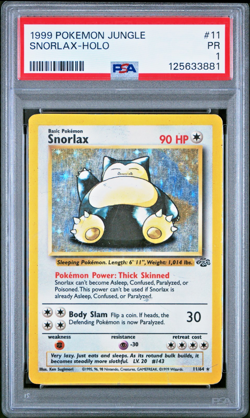 PSA 1 PR 1999 Pokemon Jungle Snorlax 11/64 Holo Foil Rare WOTC - Image 1