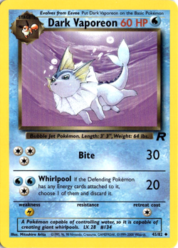 Dark Vaporeon 45/82 Pokemon Team Rocket Uncommon NM - Image 1