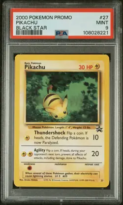 2001 Pokemon WotC Black Star Promo Pikachu #27 PSA 9 MINT Vintage - Image 1