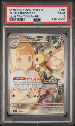 2025 POKEMON JTG EN-JOURNEY TOGETHER ILLUSTRATION RARE LILLIE'S RIBOMBEE PSA 9 - Image 3