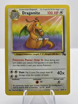 Pokemon TCG Fossil Unlimited Dragonite #19/62 Non Holo Rare LP - Image 3
