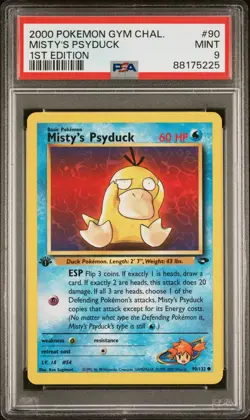 PSA 9 MINT 2000 POKEMON GYM CHALLENGE #90 MISTY'S PSYDUCK 1ST EDITION - Image 1