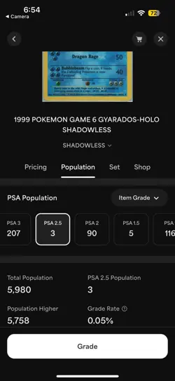 PSA 2.5 Gyarados 6/102 SHADOWLESS Base 1999 Holo Rare WOTC Pokemon TCG LOW POP - Image 3