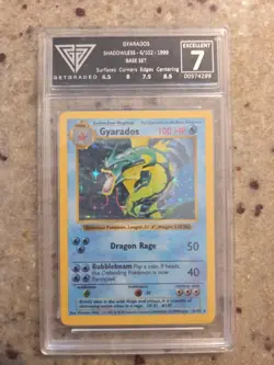 Getgraded 7 Shadowless Gyarados #6 6/102 1999 Base Set Holo Rare Pokemon - Image 1