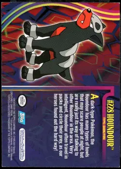2001 Topps Pokemon TV Johto League Champions Non Holo Foil #228 Houndour - Image 2