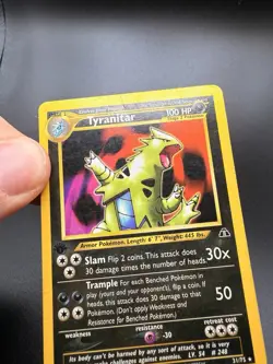 Pokemon TCG Tyranitar Card 31/75 1st Edition Neo Discovery Regular Rare HP - Image 3