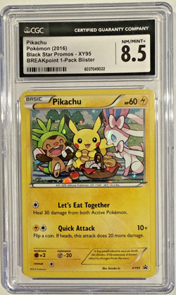 CGC 8.5 2016 POKEMON XY BLACK STAR PROMO BREAKPOINT BLISTERS #XY95 PIKACHU-HOLO - Image 1