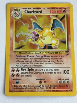 1999 Pokemon Charizard Base Set 2 4/130 Holo Rare HP Damaged Vintage - Image 1