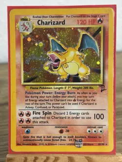 1999 Pokemon Charizard Base Set 2 4/130 Holo Rare HP Damaged Vintage - Image 2