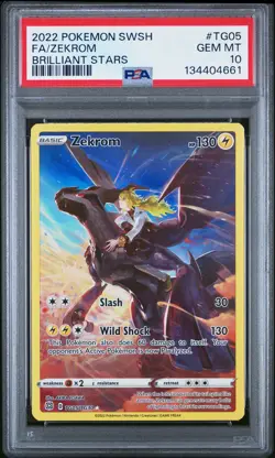 2022 POKEMON SWORD & SHIELD BRILLIANT STARS #TG05 FULL ART/ZEKROM PSA 10 - Image 1