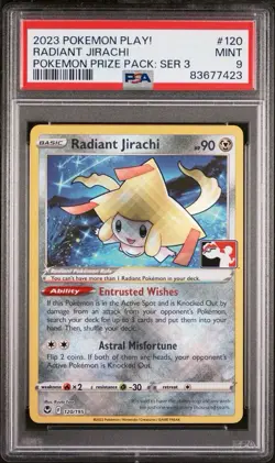 2023 Pokemon Radiant Jirachi 120 Prize Pack Series 3 Stamp Holo PSA 9 Mint - Image 1