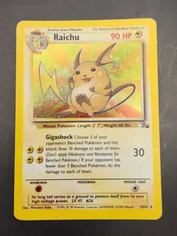 Pokemon TCG Fossil Raichu Holo Unlimited 14/62 LP. - Image 1