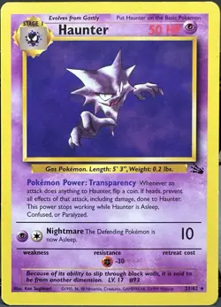 Haunter 21/62 Fossil Unlimited Rare Non-Holo Pokemon TCG 1999 LP - Image 1