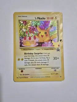 NM Birthday Pikachu #24 Holo Black Star Celebrations Promo Pokemon Card - Image 1