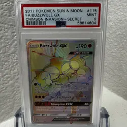 2017 Pokemon S&M Crimson Invasion Buzzwole GX #115 Secret Rare - PSA 9 MINT - Image 1