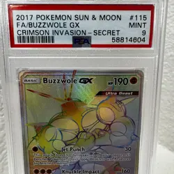 2017 Pokemon S&M Crimson Invasion Buzzwole GX #115 Secret Rare - PSA 9 MINT - Image 2
