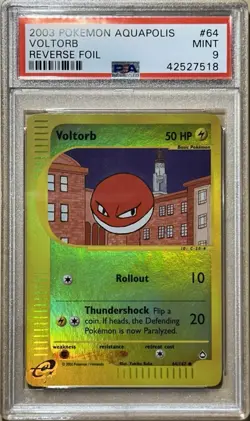 PSA 9 MINT Voltorb 64/147 Aquapolis REVERSE HOLO 2003 Vintage WOTC Pokemon - Image 1