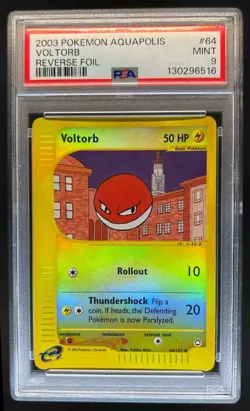 2003 Pokemon Aquapolis Voltorb Reverse Holographic #64 PSA 9 - Image 1