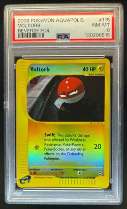 2003 Pokemon Aquapolis Voltorb Reverse Foil #115/147 PSA 8 - Image 1